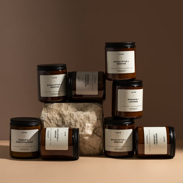 Lot De 3 Bougies Artisanales En Eucalyptus Vertes, Fabriquées à La