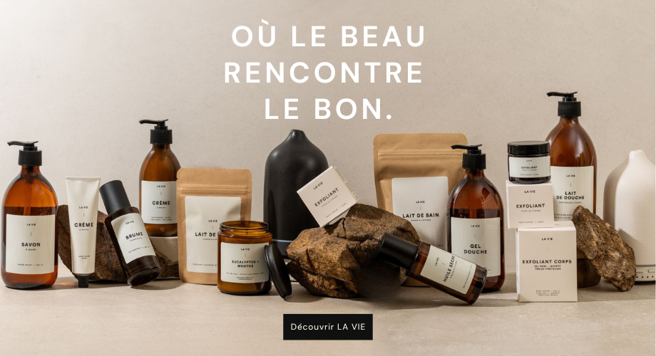 Produits corps, mains, visage, maison chics et sains.